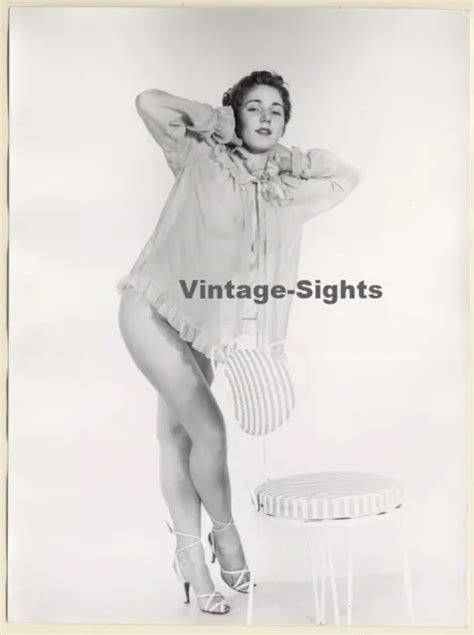 PRETTY NUDE PIN UP In Transparent Negligée 2 Vintage Photo Seufert