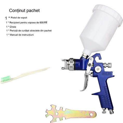 Пистолет за пръскане с въздушна боя, 2 mm дюза, 600 ml горна позиция на ...