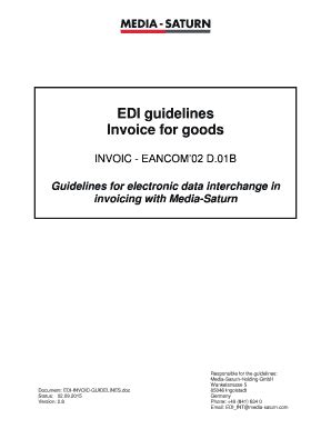 Fillable Online Edi Guidelines Invoice For Goods Invoic Eancom D Fax