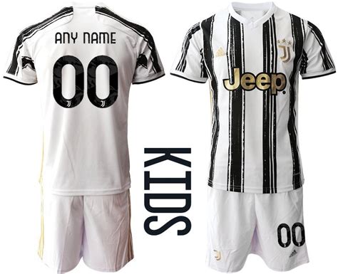 Personalisierbar Juventus Turin Kinder Heim Trikot Wei Schwarz