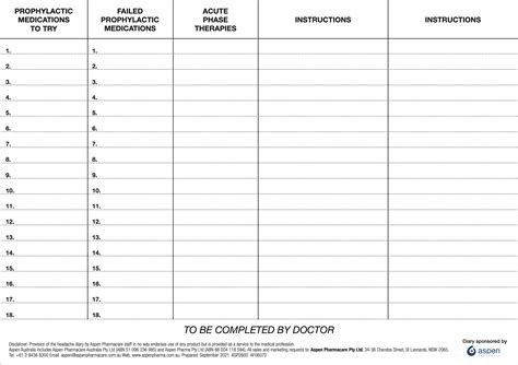 Free Printable Printable Migraine Diary Worksheets