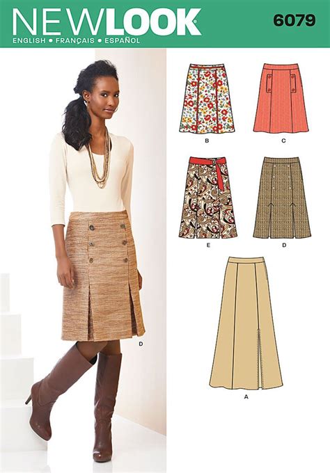 New Look 6079 Misses Skirt In Three Lengths And Belt Skirt Pattern