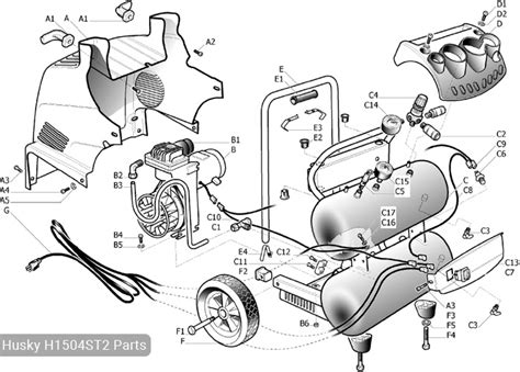 Husky 4 Gallon Air Compressor, H1504ST2 - Parts