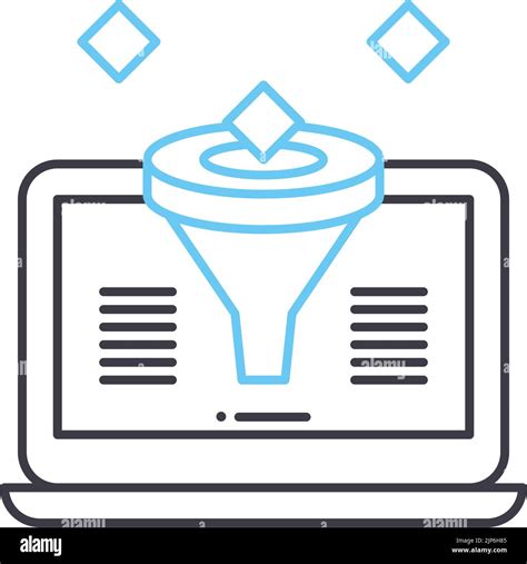 Data Filtration Line Icon Outline Symbol Vector Illustration Concept