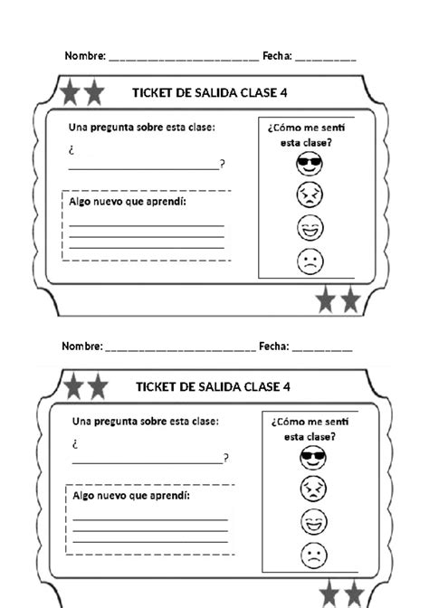 Ticket De Salida Didactica TICKET DE SALIDA CLASE 4 TICKET DE