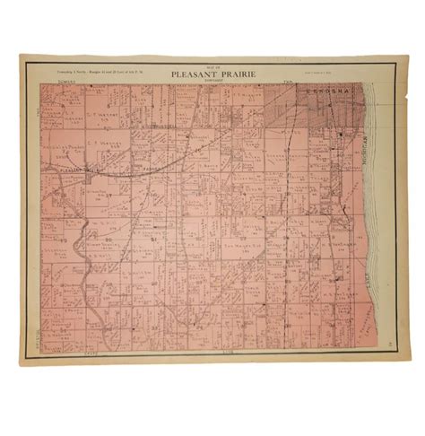 Vintage Atlas Plat Map Pleasant Prairie Kenosha County Wisconsin