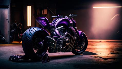 Premium Photo A Purple Motorcycle With The Word Harley On The Front