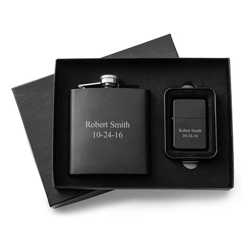 Black Matte 6oz Flask And Lighter T Set • Chicago Bar Store Bar