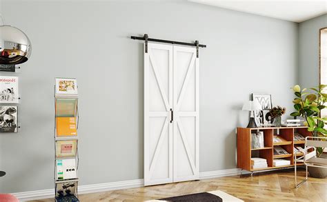 SOLRIG Bi Fold Sliding Barn Door 72 36 X2 X 84 1 Lites Tempered