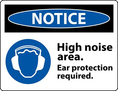 Notice Ear Protection Required Sign On White Background 11516693 Vector