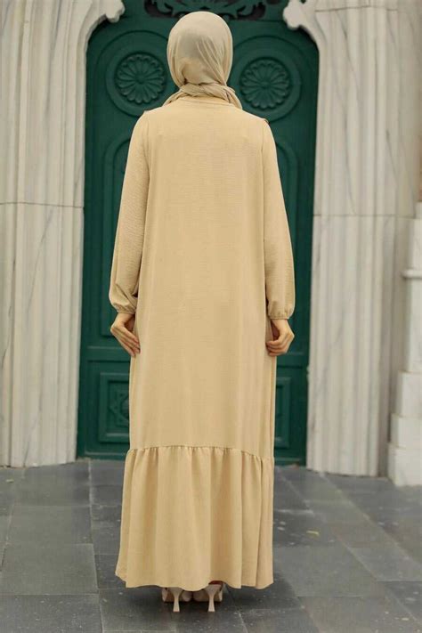 Beige Hijab Dress 7681bej Neva