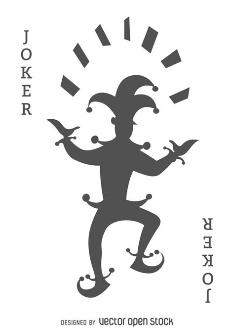 Card Illustration Silhouette Featuring A Joker Playing With Cards