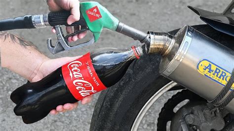 Experiment Coca Cola Gasoline In C Motorcycle Exhaust Youtube