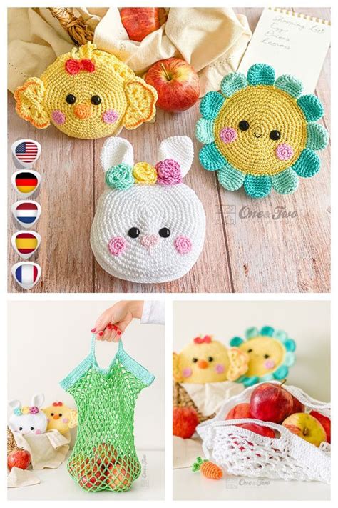 Foldable Pocket Shopping Bags Crochet Patterns DIY Magazine Free