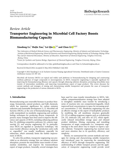 PDF Transporter Engineering In Microbial Cell Factory Boosts