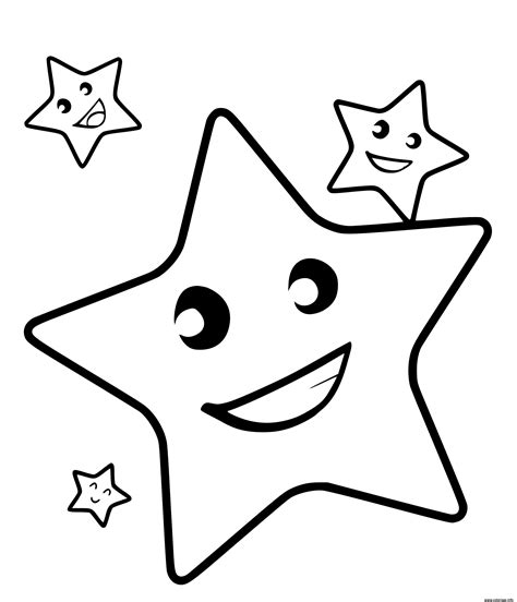 Coloriage Etoiles En Souriant Dessin Etoile à imprimer