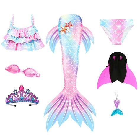 Jual PREORDER Mermaid Swimsuit Costume Cosplay Mermaid For Swimming For Girls Princess Bikini