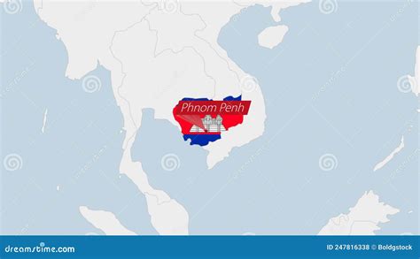 Cambodia Phnom Penh Capital City Pinned On Political Map Royalty