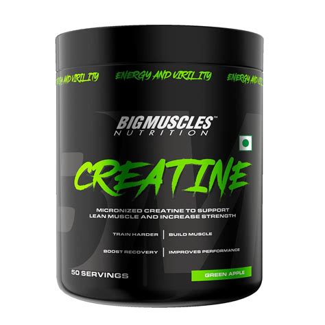 Bigmuscles Nutrition Creatine [155g 50 Servings] Green Apple Micronized Creatine Monohydrate