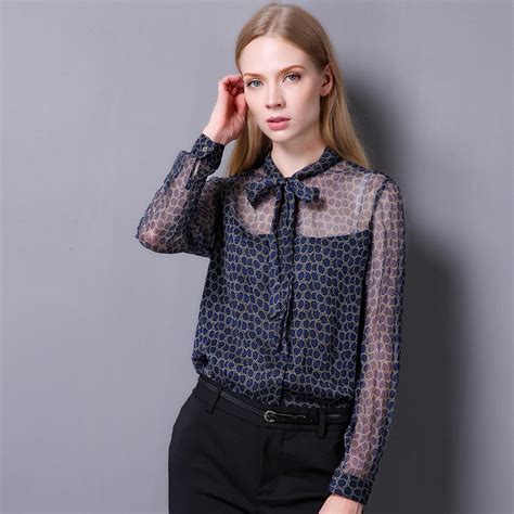 100 Silk Chiffon Shirt Mulberry Silk Fabric Women Printed Shirt New