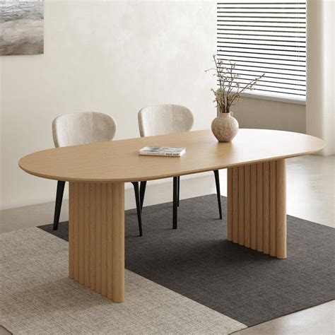 Lirago Oval Oak Solid Wood 67 In Kitchen Tables Double Pedestal Dining