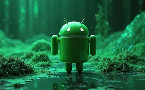 Download Android 3d logo, green hi-tech background, Android green robot ...
