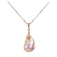 Baroque Ming Pearl Rose Plated Silver Necklace