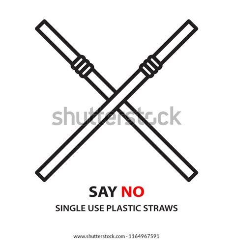 Say No Plastic Straws Stop Using Stock Vector Royalty Free