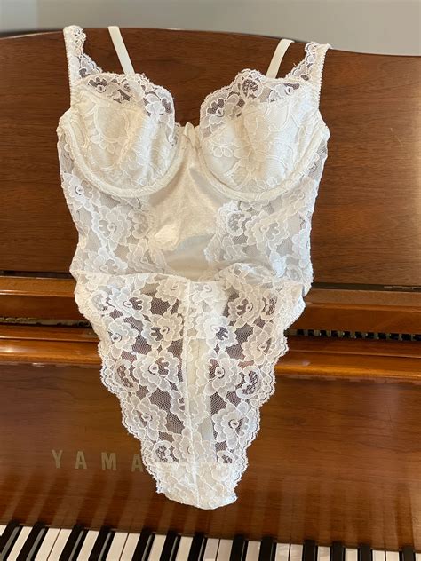 Victoria S Secret Vintage Rose Embroidered Sheer Mesh Bodysuit Teddy