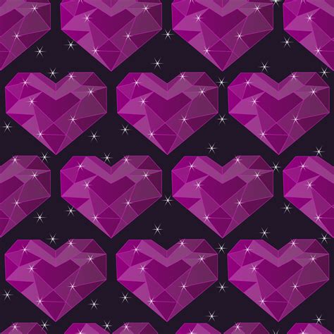 Purple Hearts And Stars Background