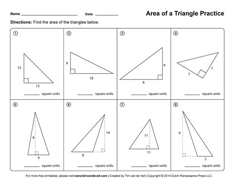 Worksheets For Area Of A Triangle