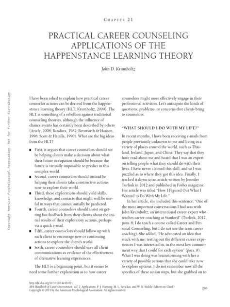 happenstance  school counselor learning theory education