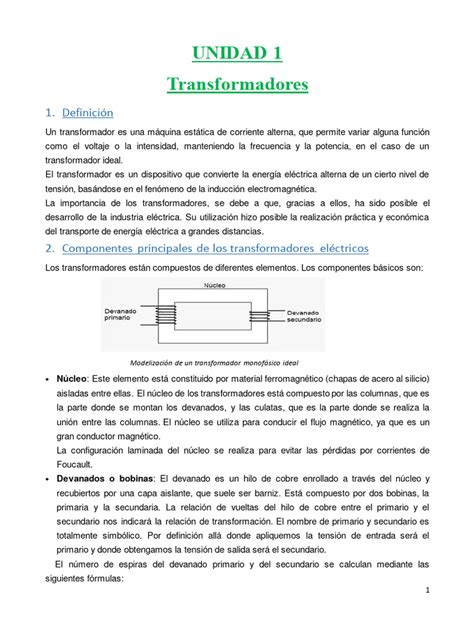 Cartilla N°1 Máquinas Eléctricas El Transformador Pdf