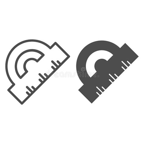 Protractor Line And Solid Icon Ruler For Measuring Degree Symbol