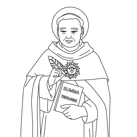 Saint Thomas Aquinas Doctor Theologian Vector Illustration Monochrome