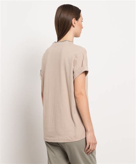 Brunello Cucinelli - Бежевая футболка с цепочкой мониль M0T18BD222 ...