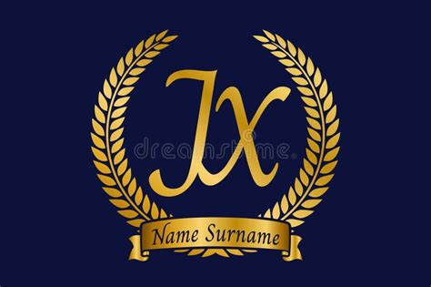 Initial Letter J And X Jx Monogram Logo Design With Laurel Wreath