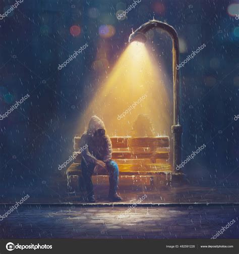 Hombre Parado Bajo La Lluvia