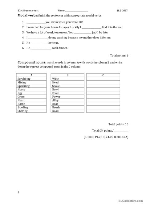 B2 grammar test general gramma…: English ESL worksheets pdf & doc