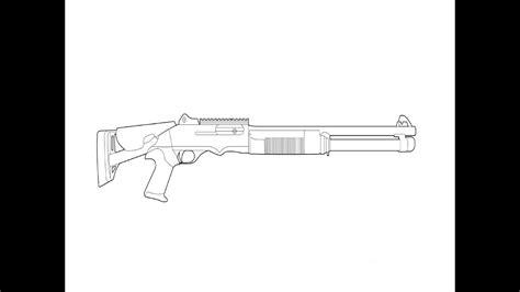 How To Draw A Shotgun Benelli M1014 Как нарисовать Дробовик Benelli