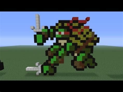 Minecraft Pixel Art Raphael Tutorial Tmnt Youtube