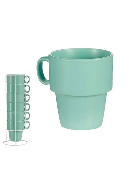 Juego Tazas Ml Porcelana Color Apilables A Precio Barato Color