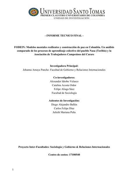 Pdf Modelos Mentales Resilientes Y Construcción De Paz En Colombia