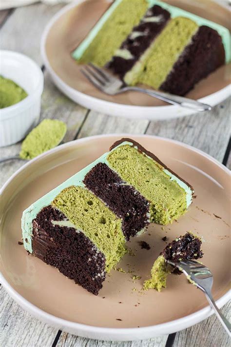 Chocolate Green Tea Cake (Matcha Cake) - w/ White Chocolate Ganache