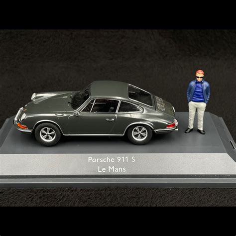 Porsche S With Steve Mcqueen Figure Le Mans Movie Slate Gray