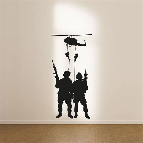 Helicopter Landing Military Swat Team Army Men Soldier Wall Sticker Art ...