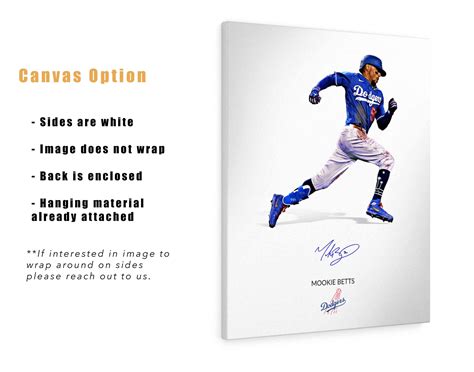 Mookie Betts Poster Los Angeles Dodgers Canvas Print Wall Etsy