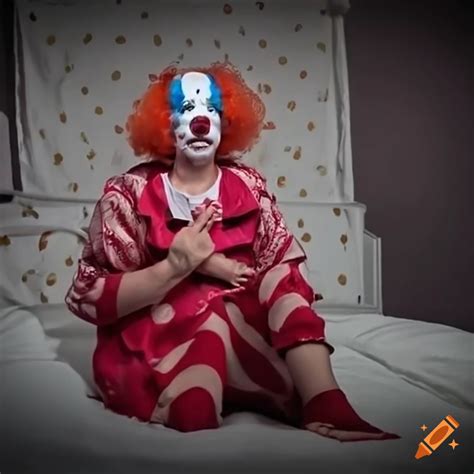 Surreal Clown Sitting Alone On A Bunkbed On Craiyon