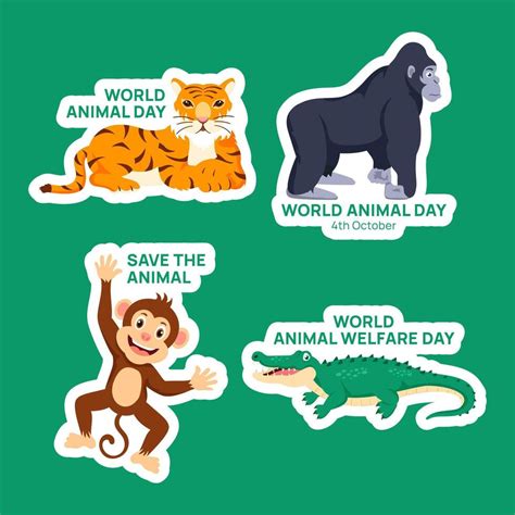 World Animal Protection Day Label Flat Cartoon Hand Drawn Templates