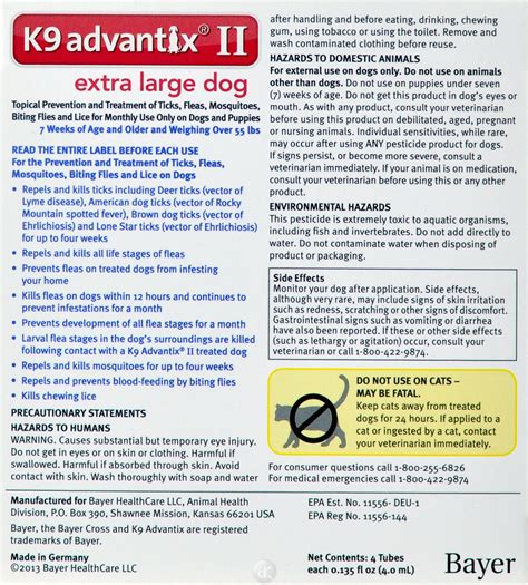 K9 Advantix Ii Flea And Tick Treatment Extra Large Dogs 4 Monthly